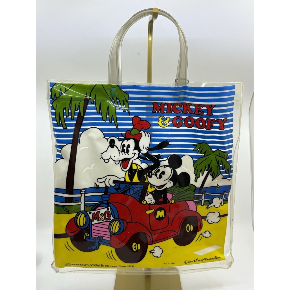 Vintage Disneyland Girls Woman Mickey Mouse And Goofy PVC Transparent Bag